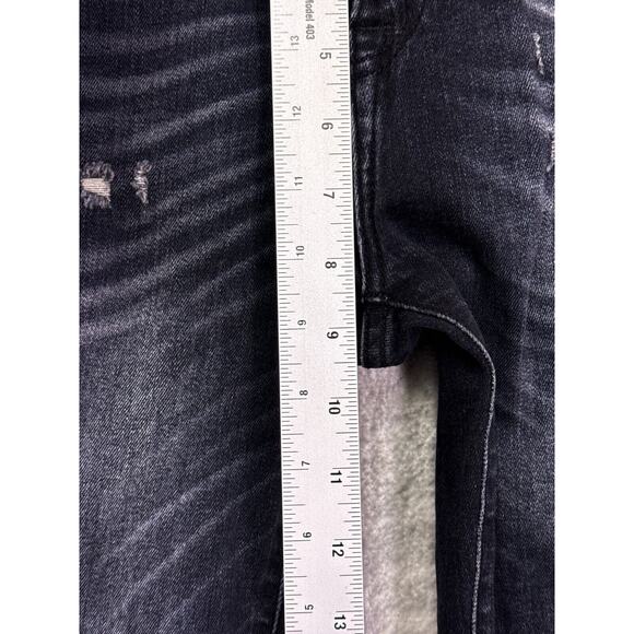 R13 Jeans 25 Womens Jenny Mid Rise Skinny Distressed Black Denim - Picture 4 of 8